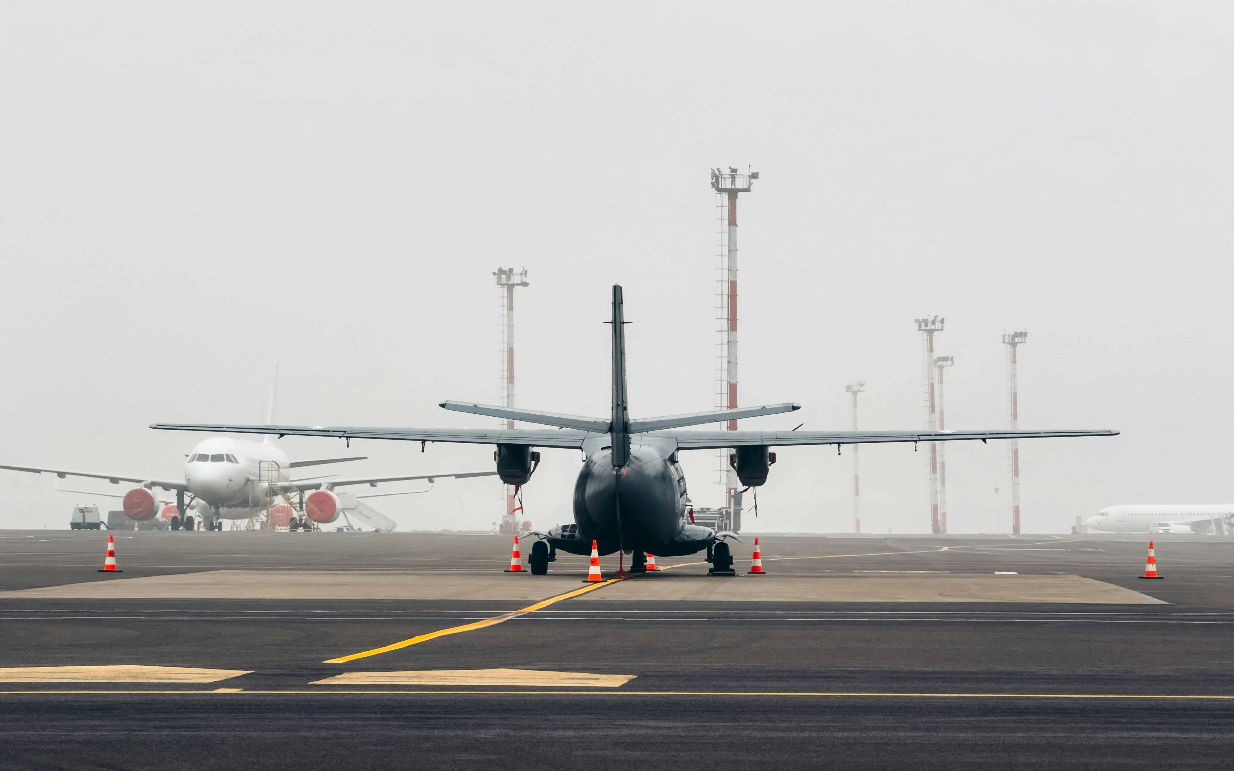 A transport aircraft taking off